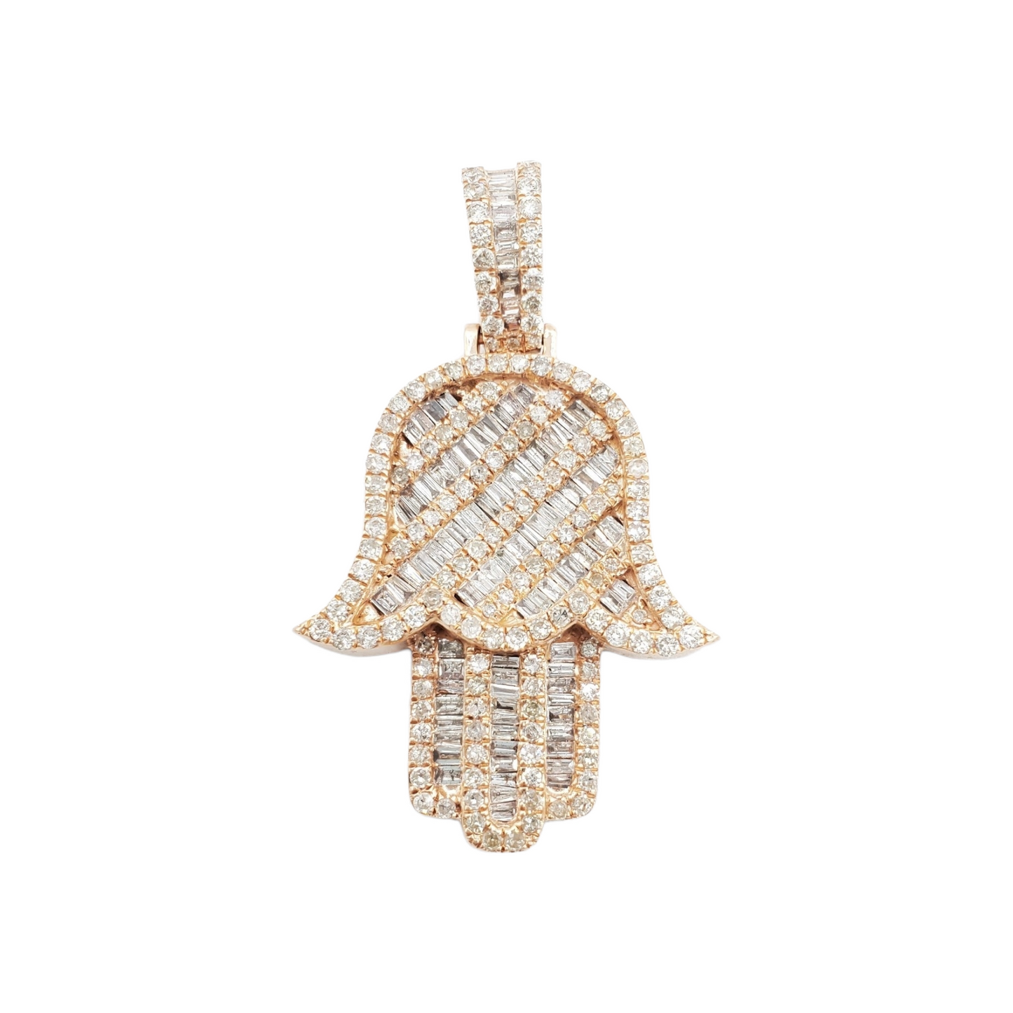 14k Baguette Diamond Hamsa With 2.44 Carats Of Diamonds #25151