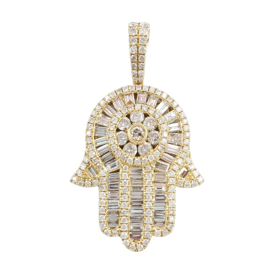 14k Baguette Diamond Hamsa With 3.05 Carats Of Diamonds #22711