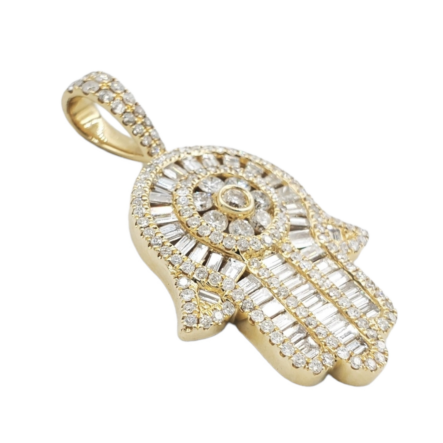 14k Baguette Diamond Hamsa With 3.05 Carats Of Diamonds #22711