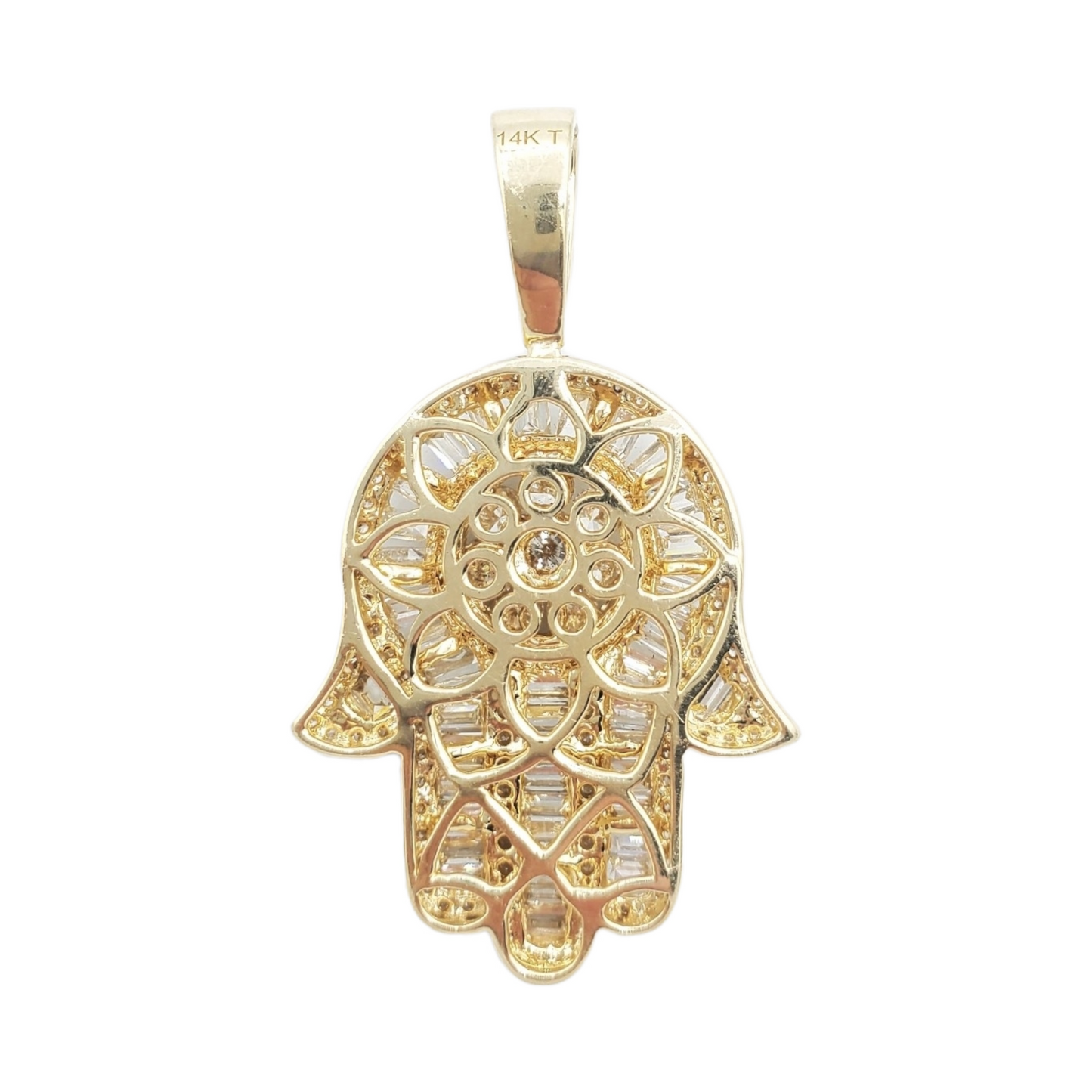 14k Baguette Diamond Hamsa With 3.05 Carats Of Diamonds #22711