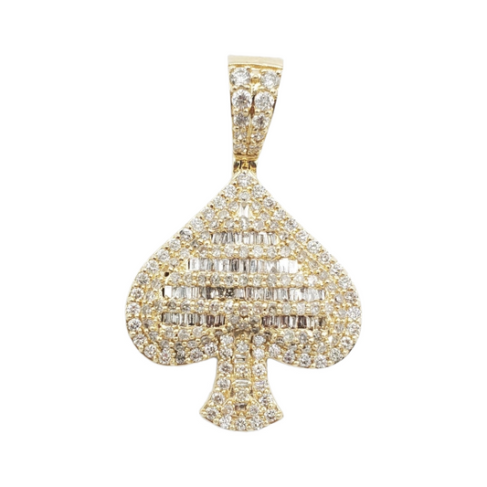 14k Baguette Diamond Ace of Spades With 1.73 Carats Of Diamonds #24231