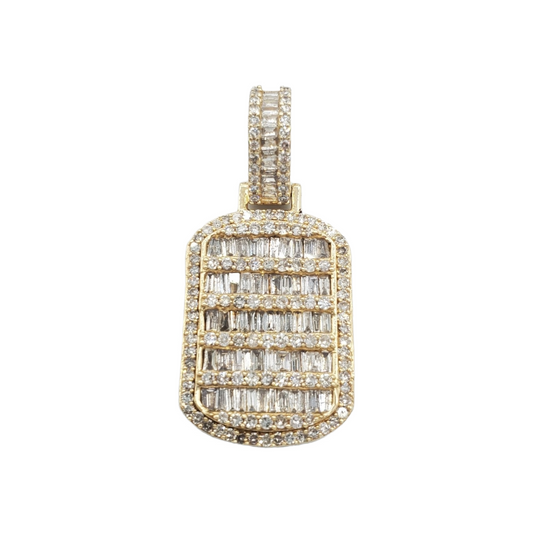 14k Baguette Diamond Dog Tag With 1.84 Carats Of Diamonds #23620