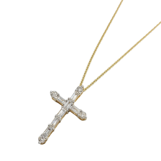 14k Baguette Diamond Cross #25994