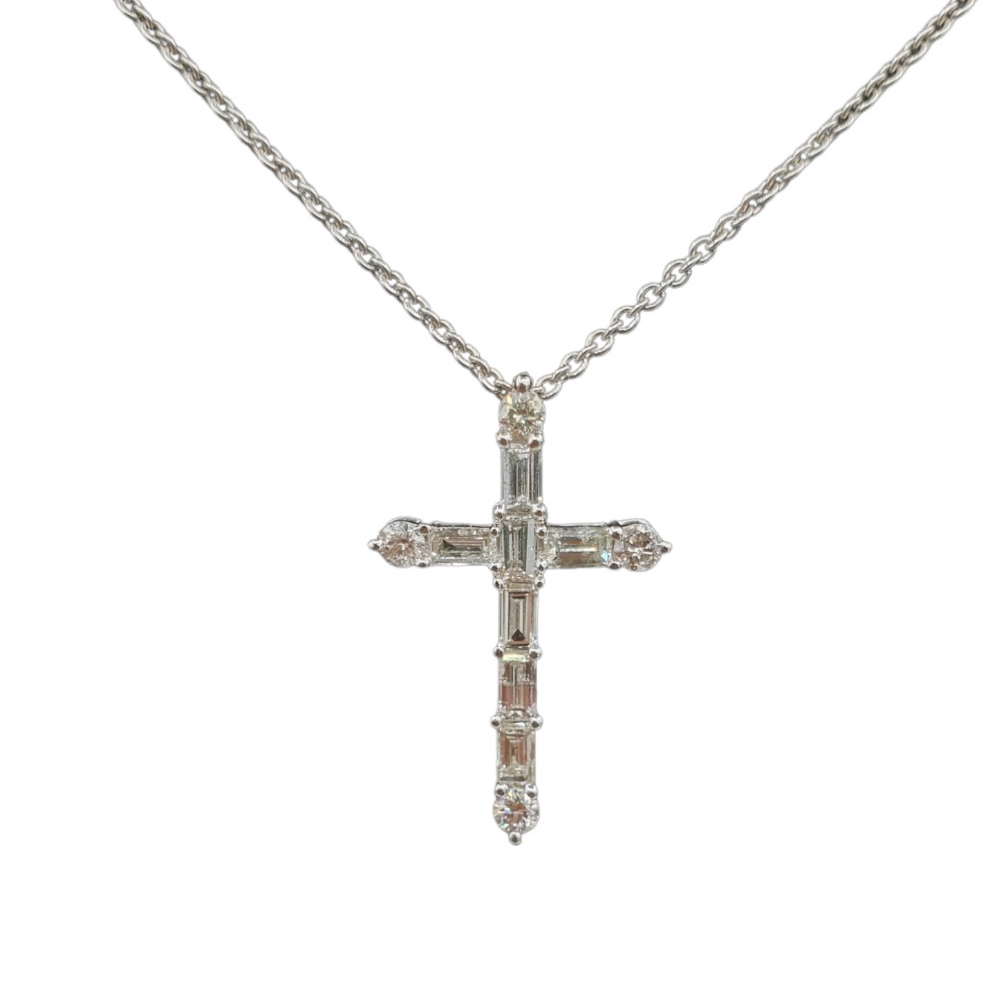 14k Baguette Diamond Cross #25994