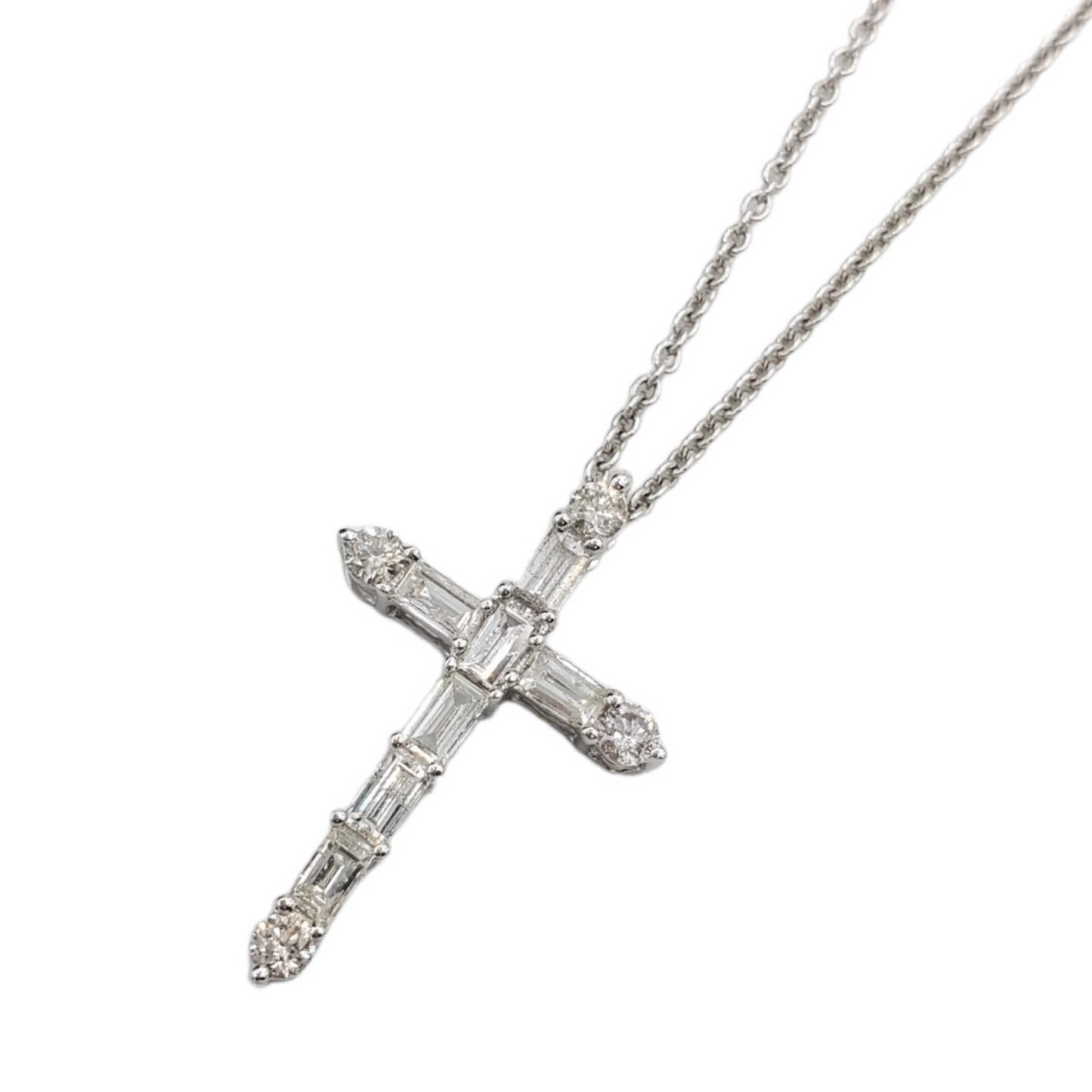 14k Baguette Diamond Cross #25994