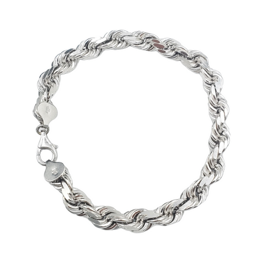 14K White Gold - Solid Rope Bracelet