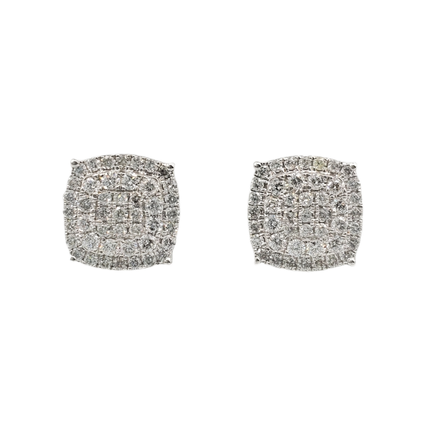 14k Gold Diamond Square Earrings #13083