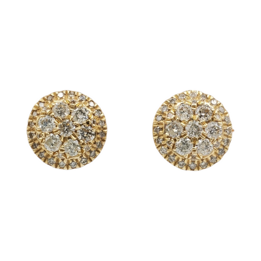 14k Yellow Gold Diamond Circle Earrings #10550