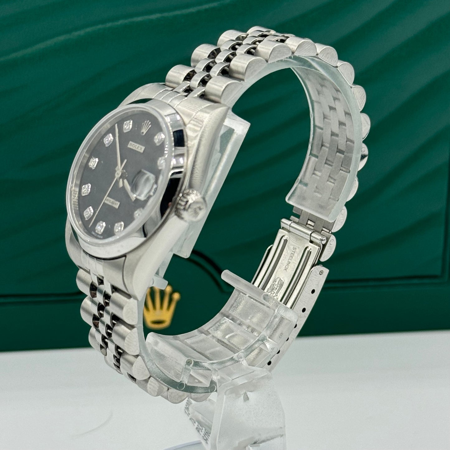 Rolex Datejust 31 Watch - Smooth Bezel - Black Diamond Dial - Oyster Bracelet - 78240