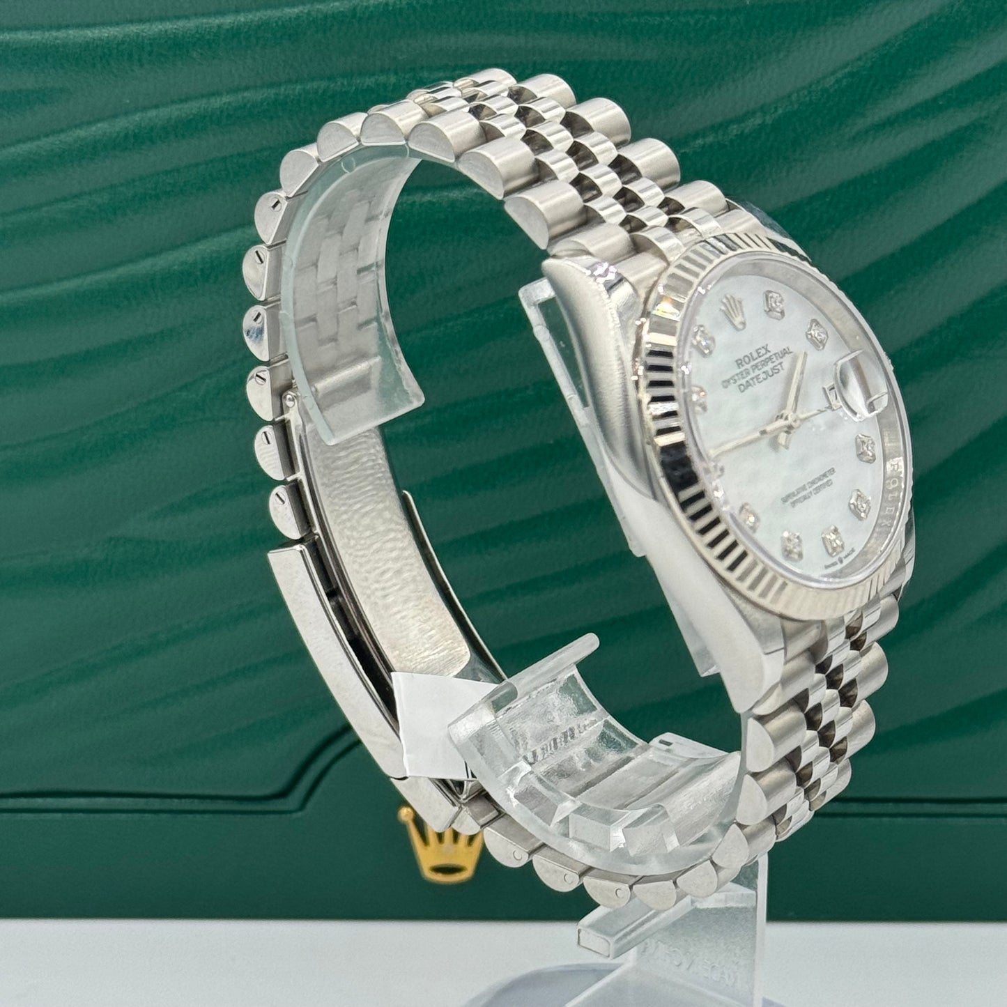 Rolex Steel Datejust 36 Watch - Fluted Bezel - Mother-of-Pearl Diamond Dial - Jubilee Bracelet - 126234 mdj