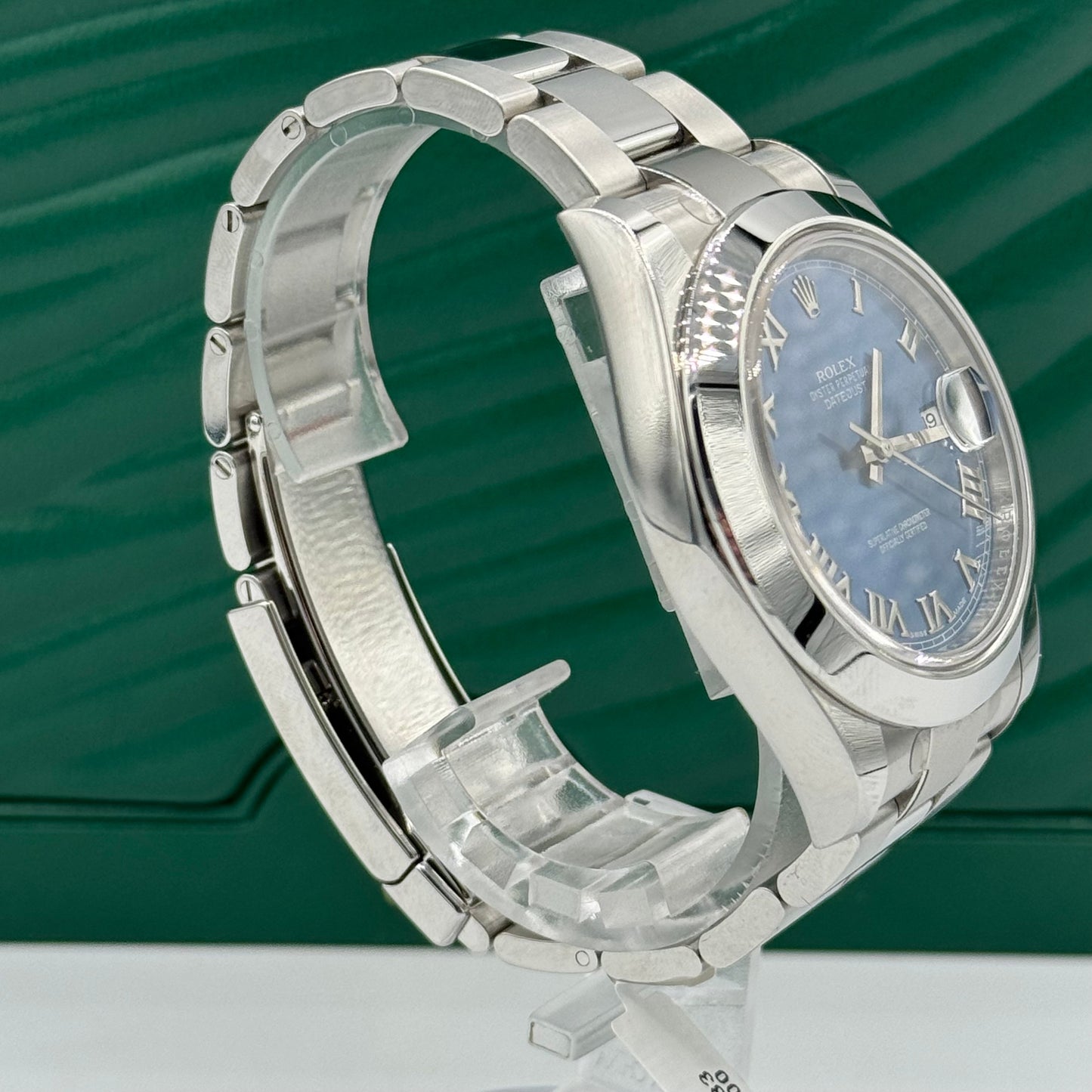 Rolex Steel Datejust 41 Watch - Smooth Bezel - Blue Roman Dial - Oyster Bracelet 116300