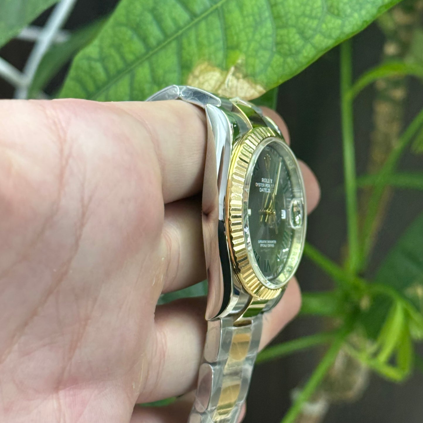 Rolex Yellow Rolesor Datejust 36 Watch - Fluted Bezel - Slate Roman Dial - Oyster Bracelet - 126233 slgro