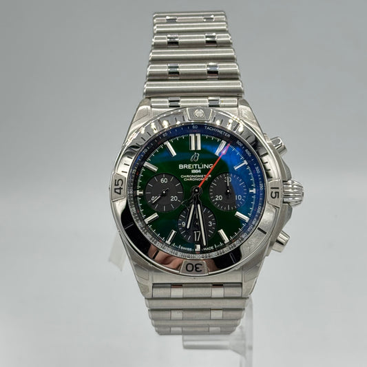 Breitling Chronomat B01 42 Bentley Watch - Stainless Steel - Green Dial - Metal Bracelet - AB01343A1L1A1