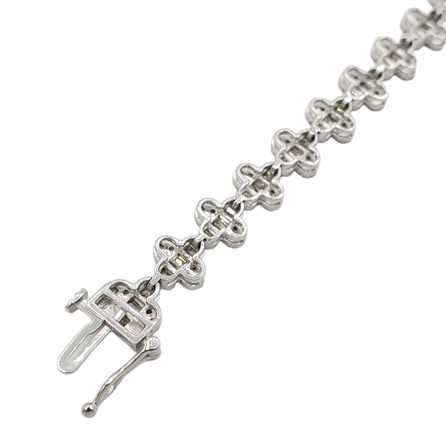 14k Baguette Diamond Clover Bracelet 3.55ct