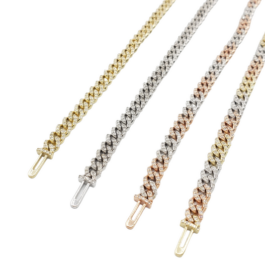 10K Gold- Iced Out Diamond Miami Cuban Bracelets(5mm)