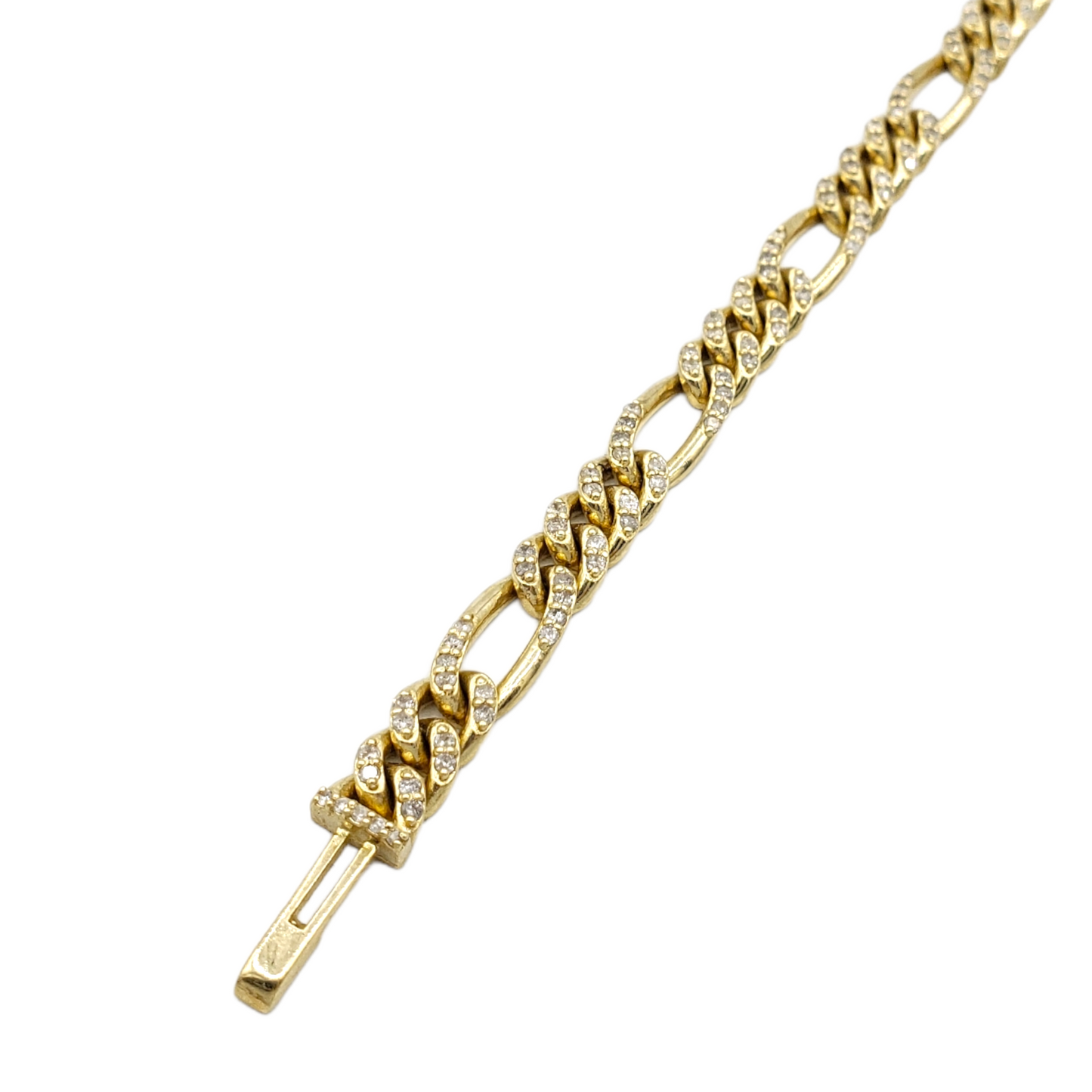 10K Gold- Iced Out Diamond Figaro Bracelets