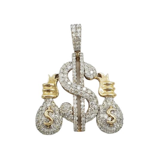 10k Gold Diamond Cash Sign Pendant #19865