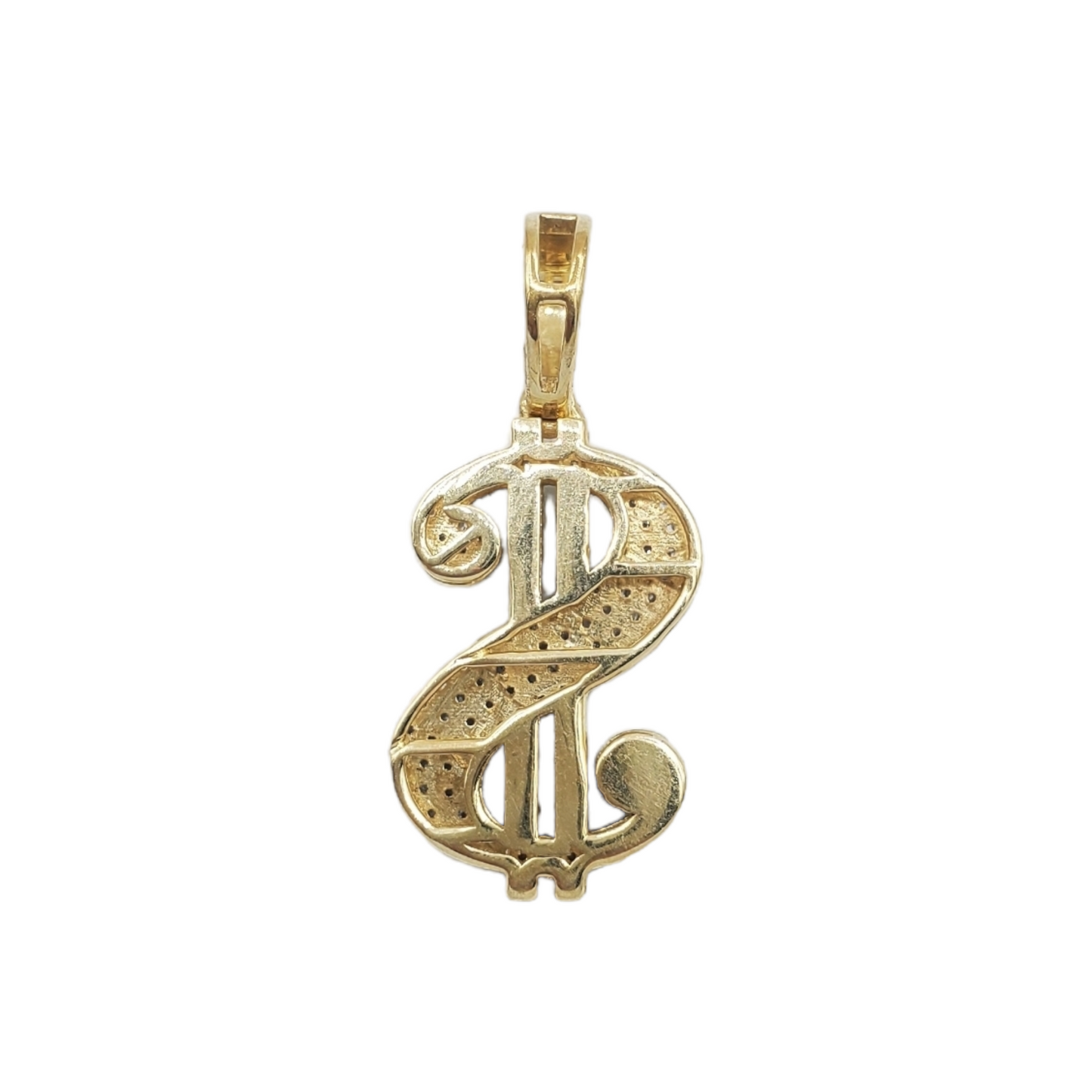10k Gold Diamond Cash Sign Pendant #17463