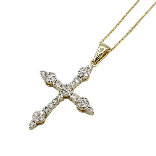 14k Diamond Cross With .53 Carats Of Diamonds and Rollo chain #27989