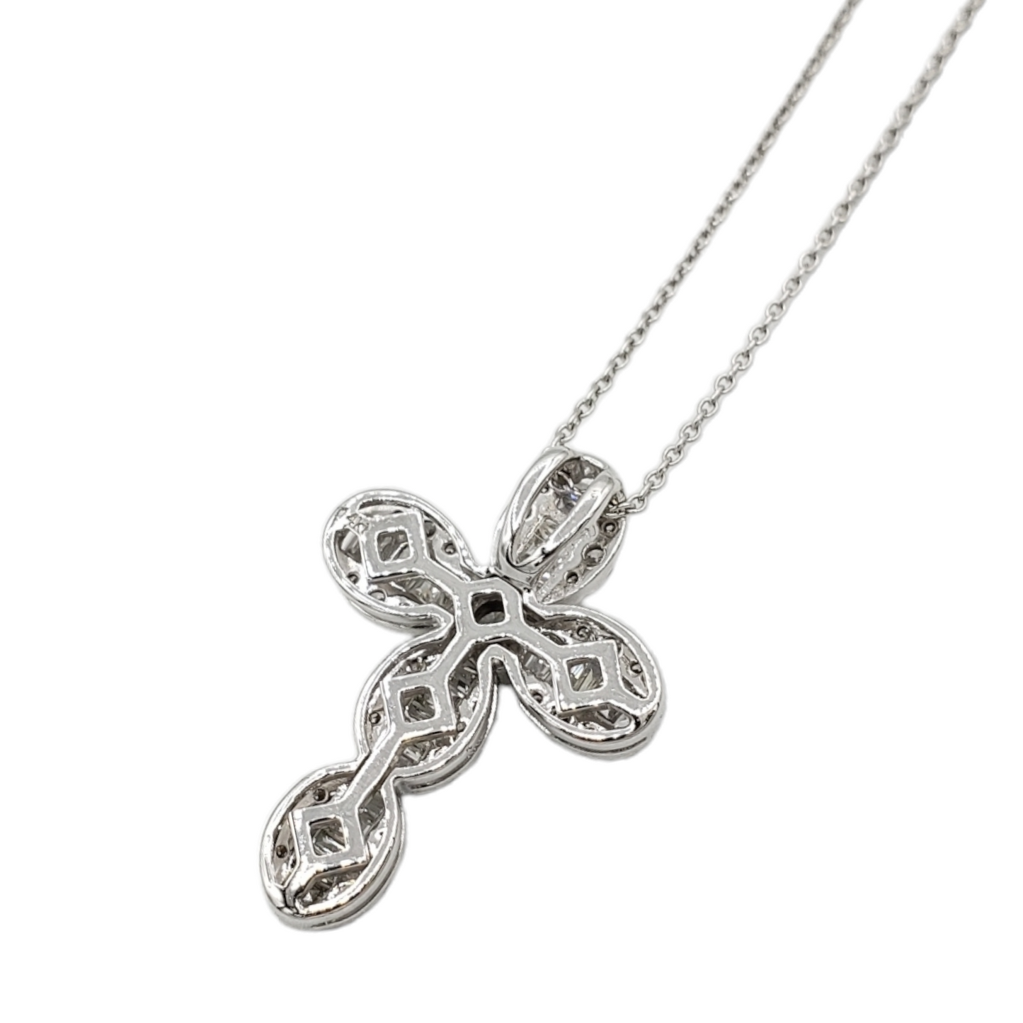 14k Baguette Diamond Cross With .75 Carats Of Diamonds and Rolo chain #27248