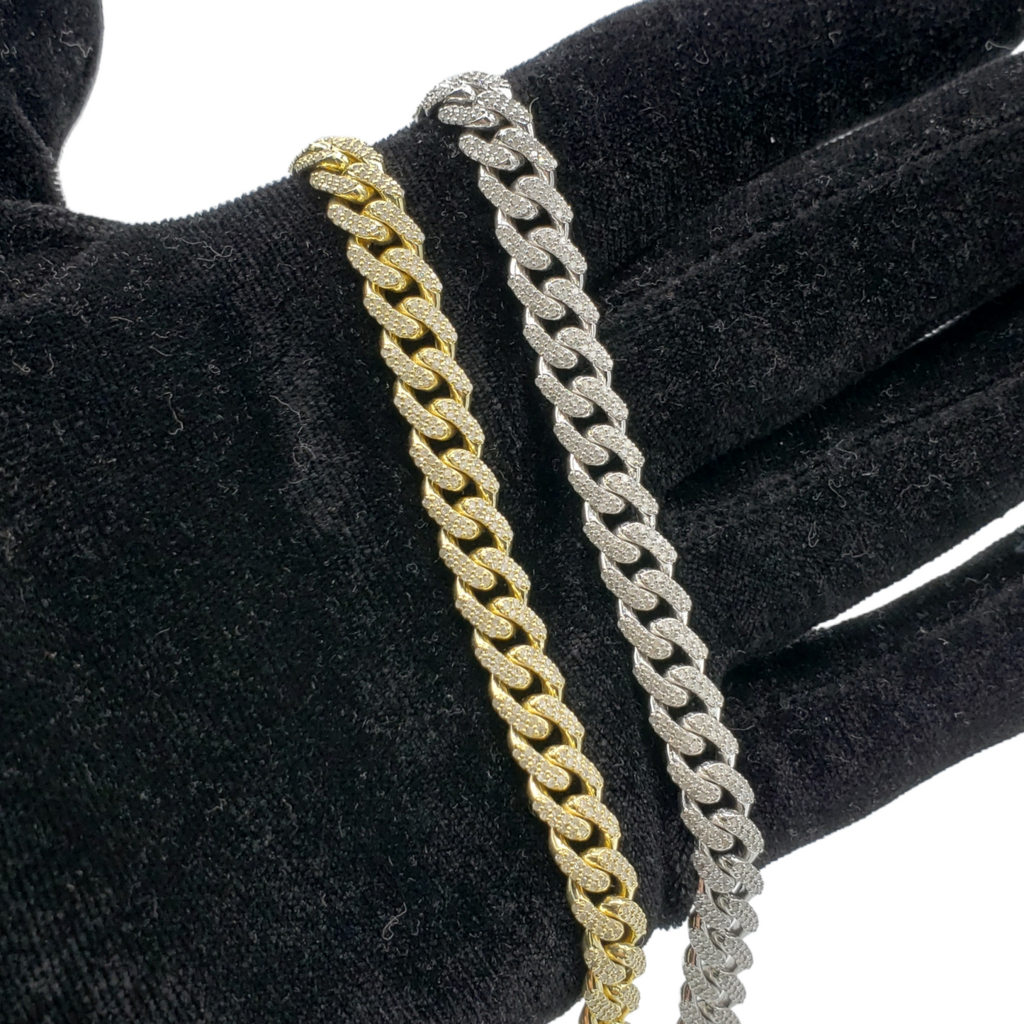 10K Gold- Iced Out Diamond Miami Cuban Chains (8mm)
