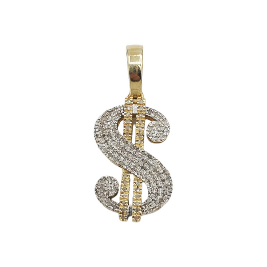 10k Gold Diamond Cash Sign Pendant #17463