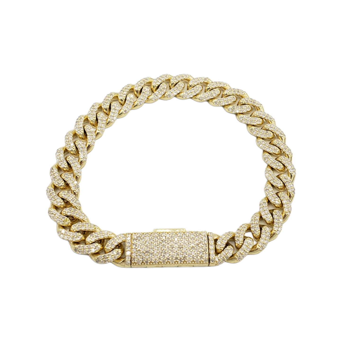 10K Gold- Iced Out Diamond Miami Cuban Bracelets (10mm)