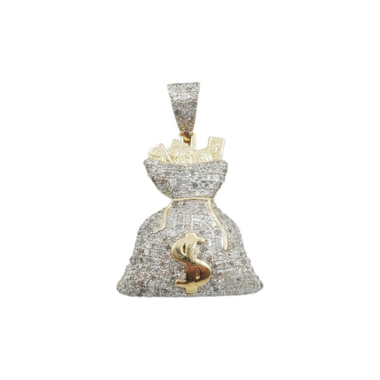 10k Gold Diamond Money Bag Pendant #21499