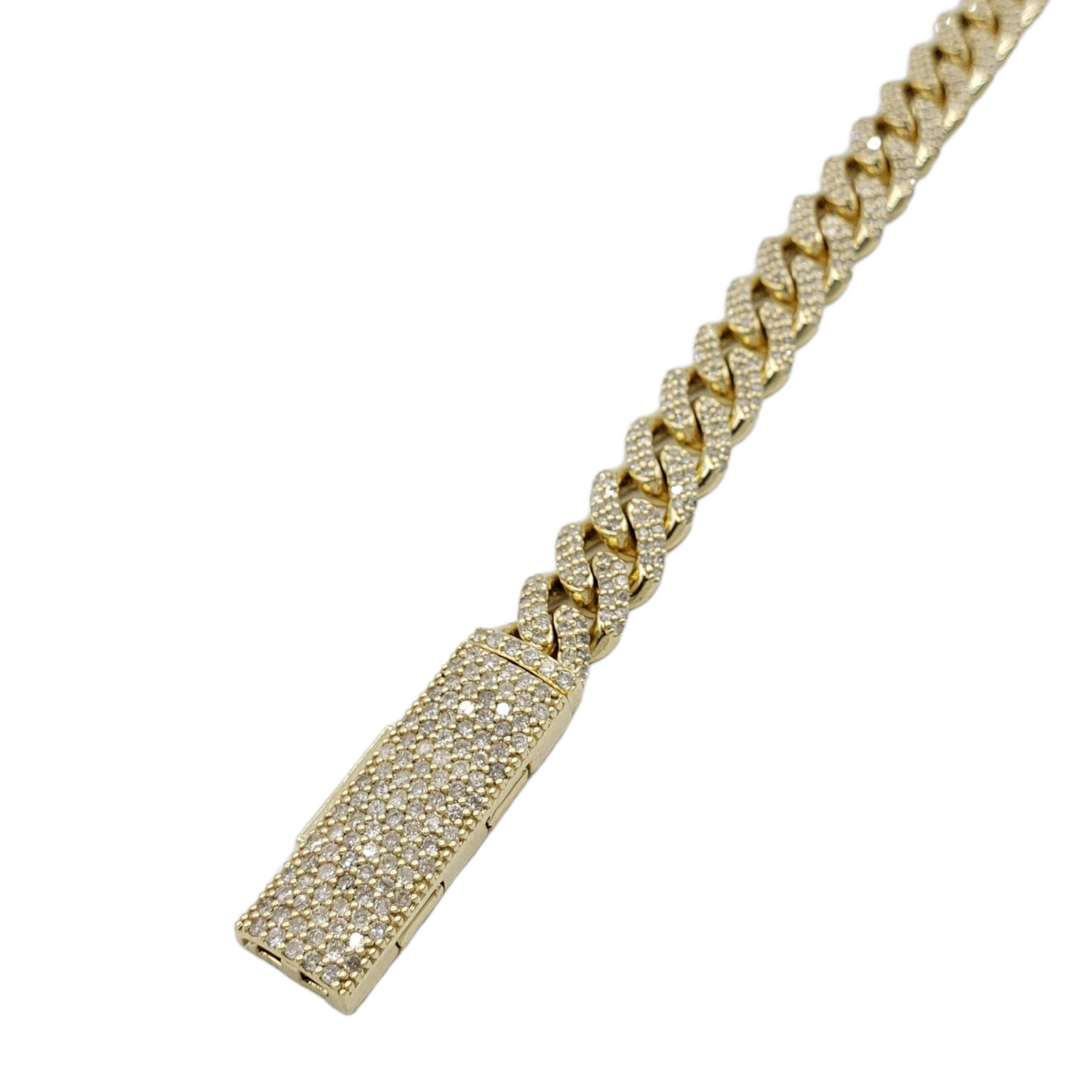 10K Gold- Iced Out Diamond Miami Cuban Chains (8mm)