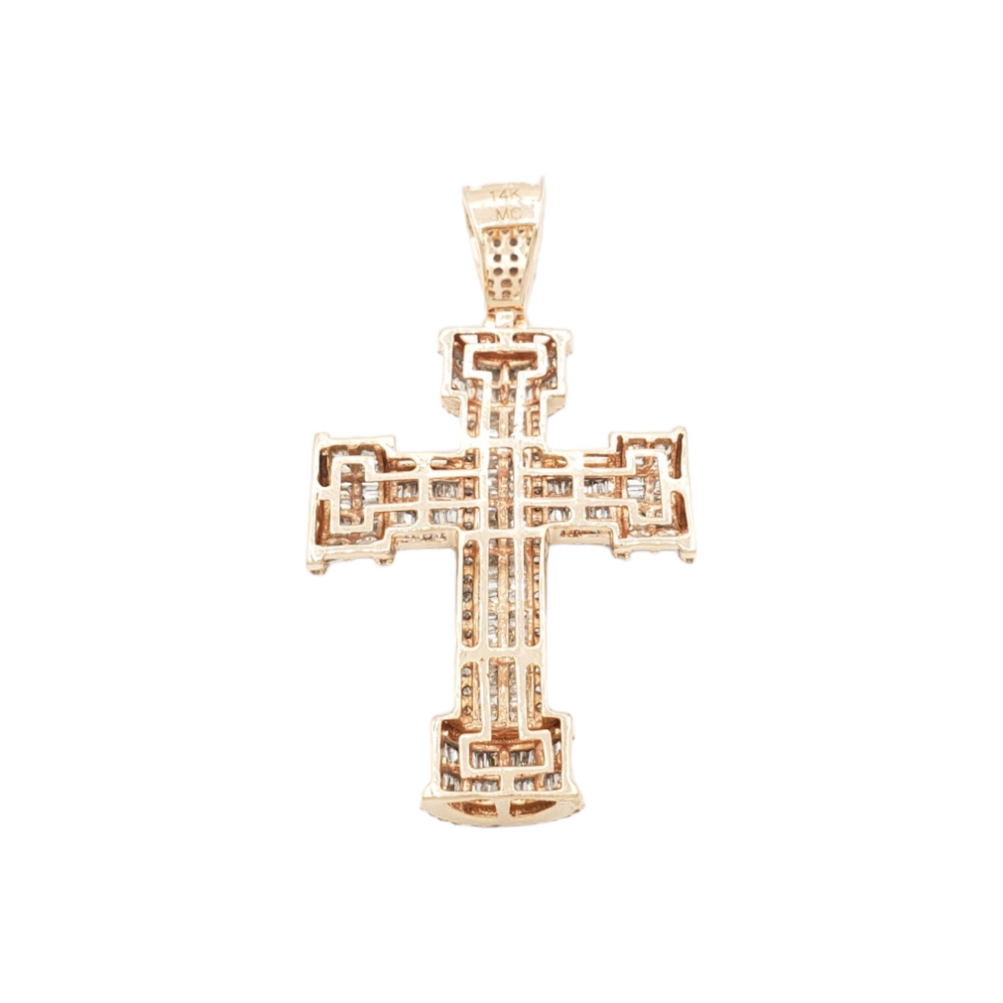 14k Baguette Diamond Cross With 2.69 Carats Of Diamonds #22122