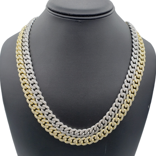 10K Gold- Iced Out Diamond Miami Cuban Chains (10mm)