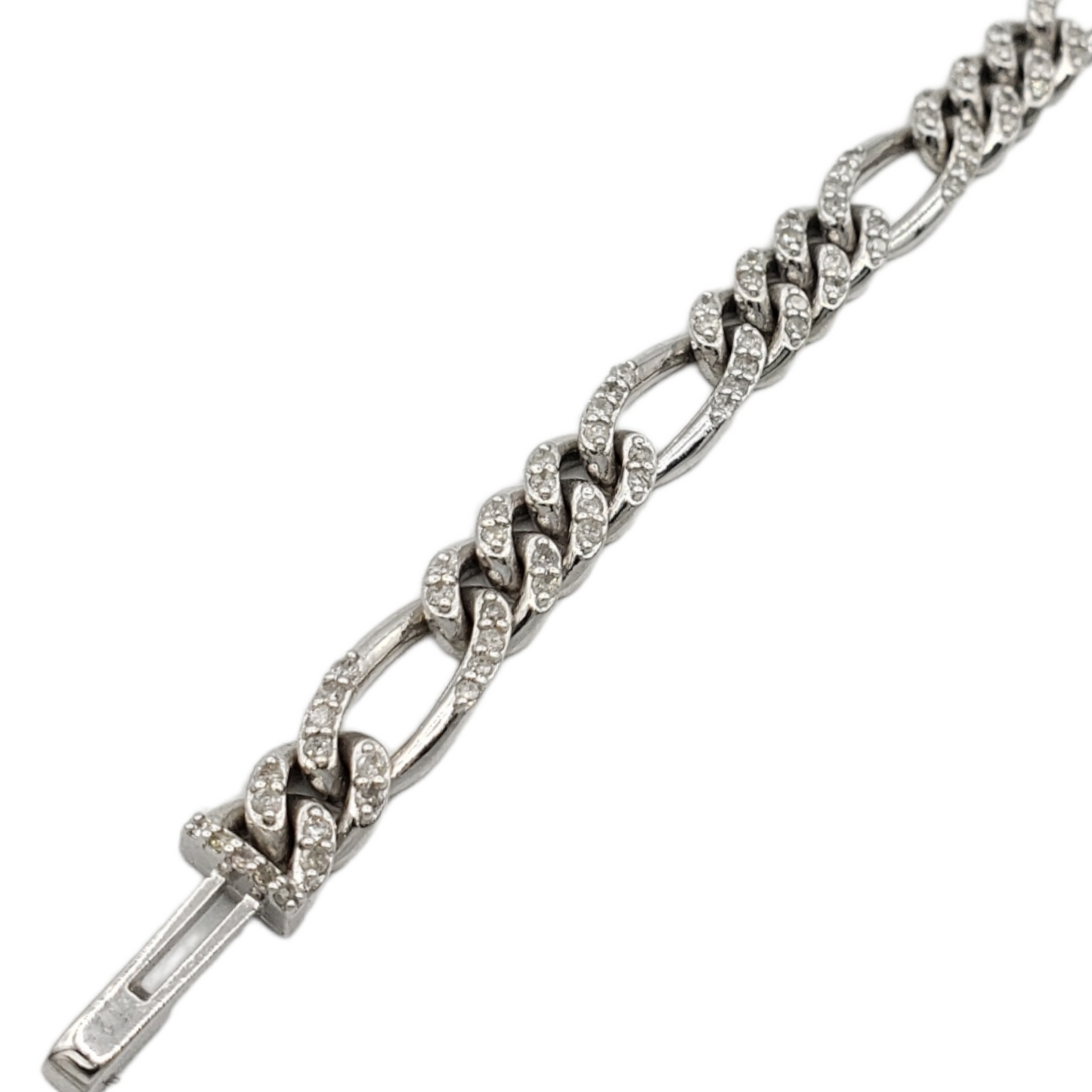 10K Gold- Iced Out Diamond Figaro Bracelets