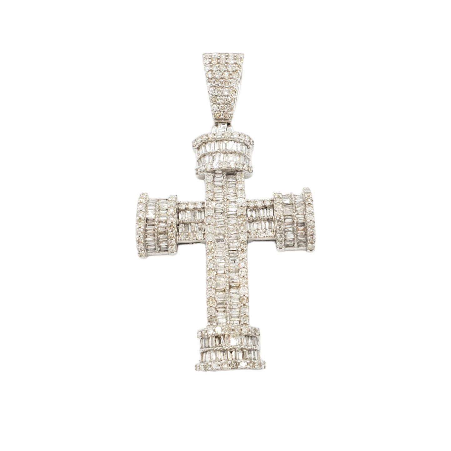 14k Baguette Diamond Cross With 2.69 Carats Of Diamonds #22122