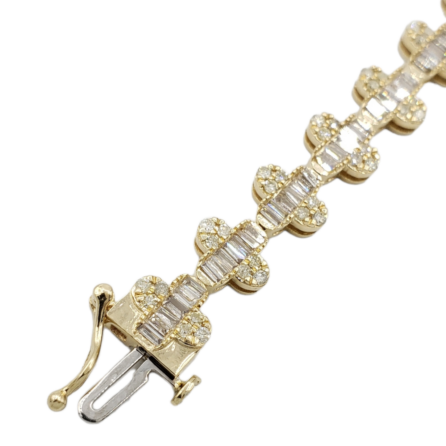 14k Baguette Diamond Clover Bracelet 3.55ct