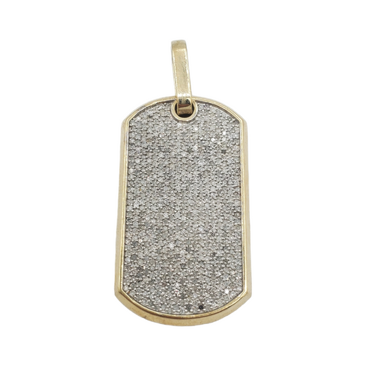 10k Gold Diamond Dog Tag Pendant #19724