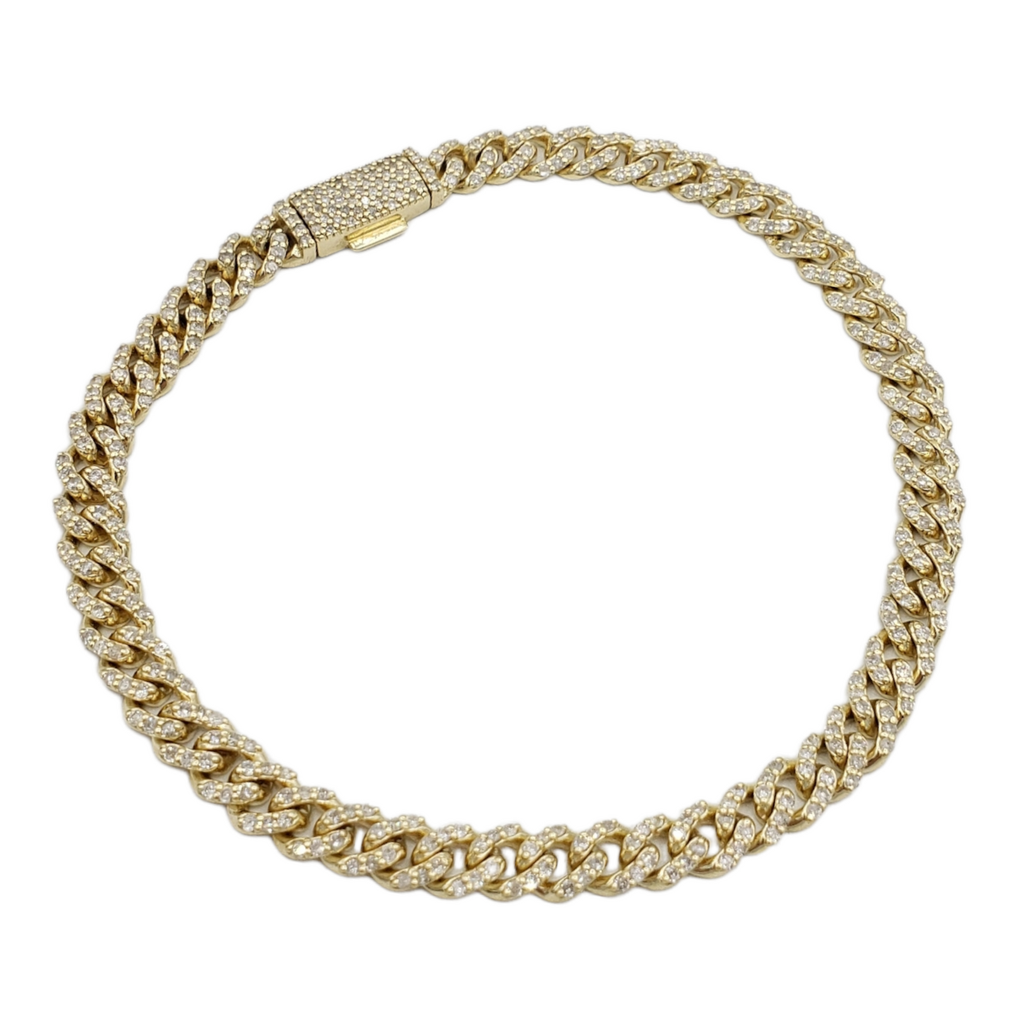 10K Gold- Iced Out Diamond Miami Cuban Bracelets(5mm)