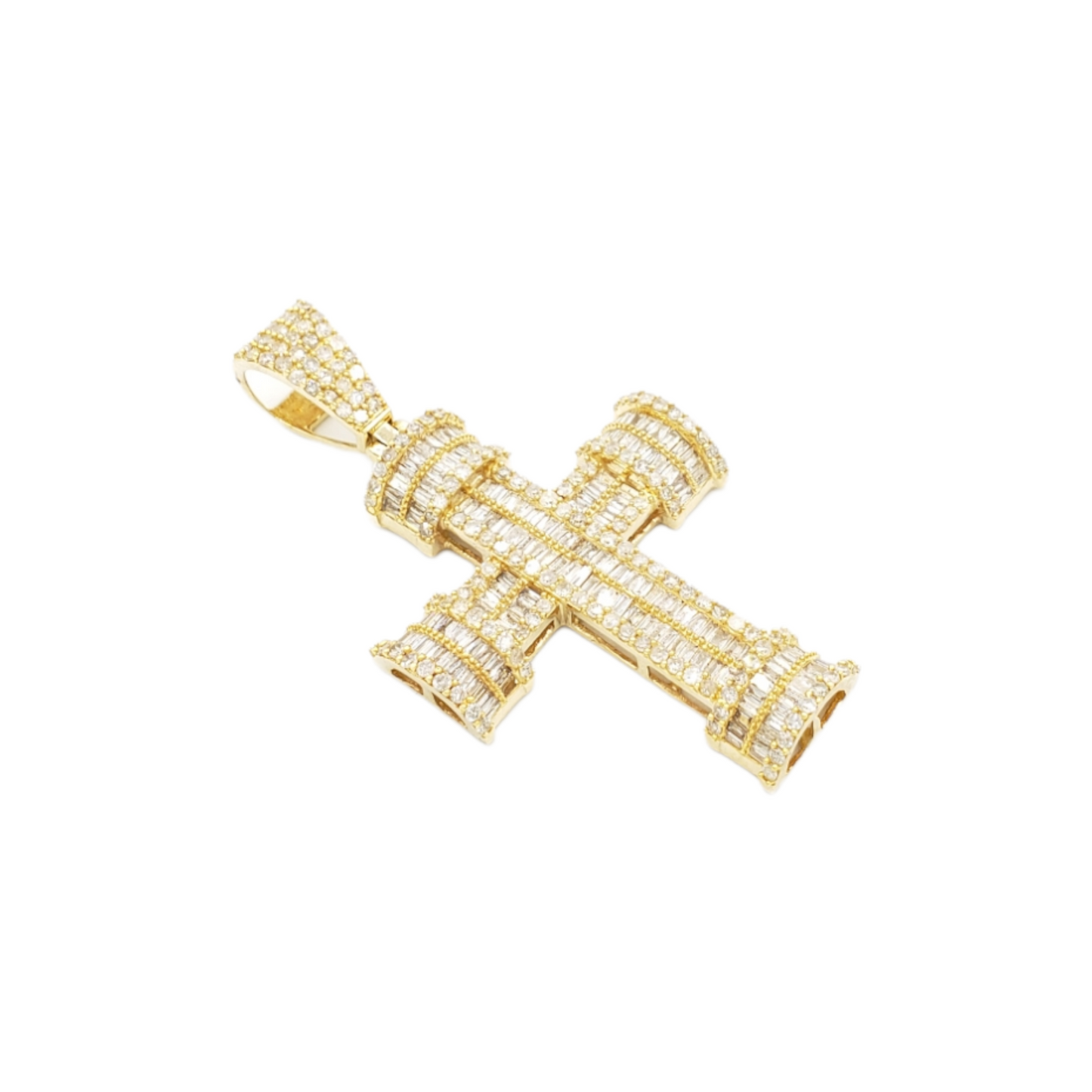 14k Baguette Diamond Cross With 2.69 Carats Of Diamonds #22122
