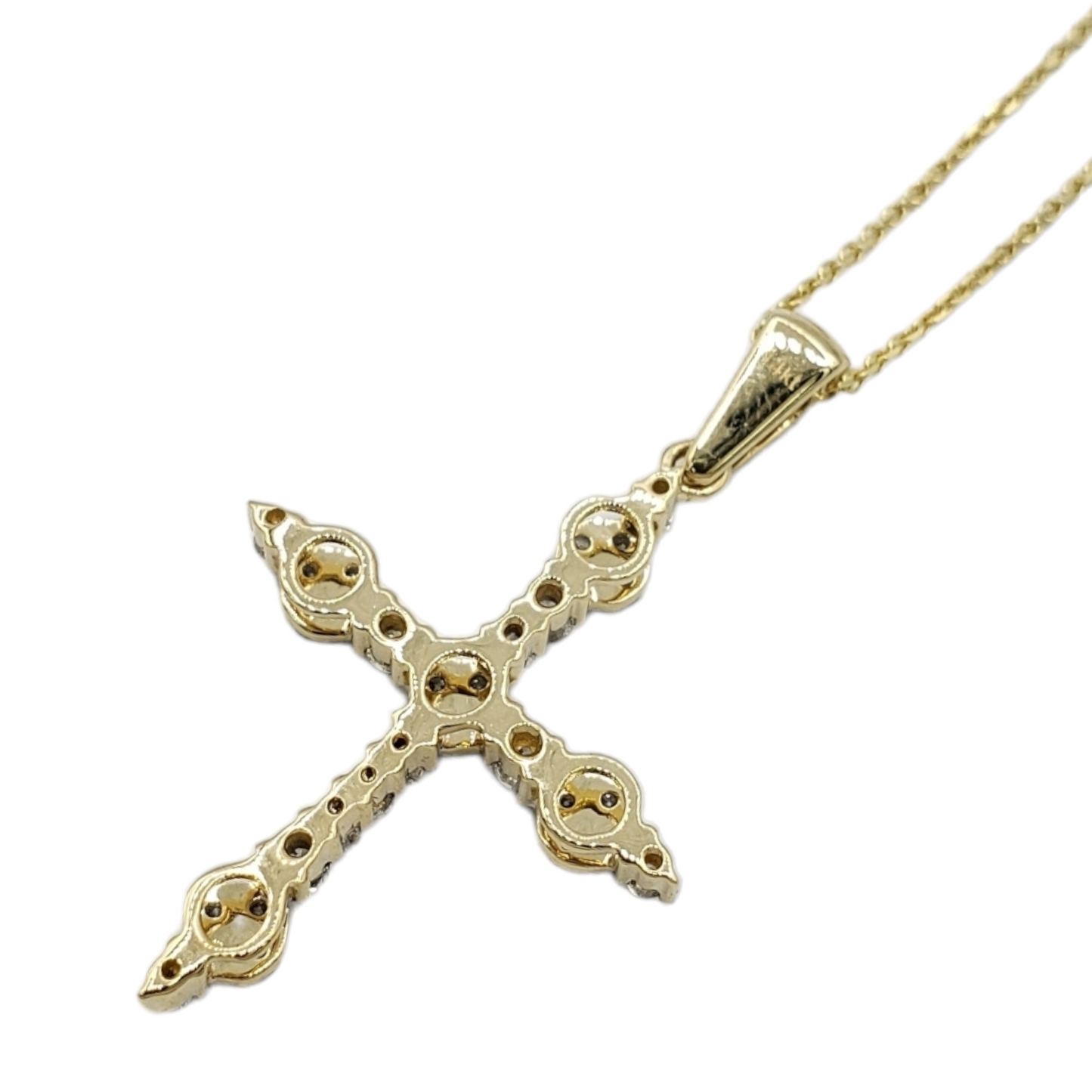 14k Diamond Cross With .53 Carats Of Diamonds and Rollo chain #27989