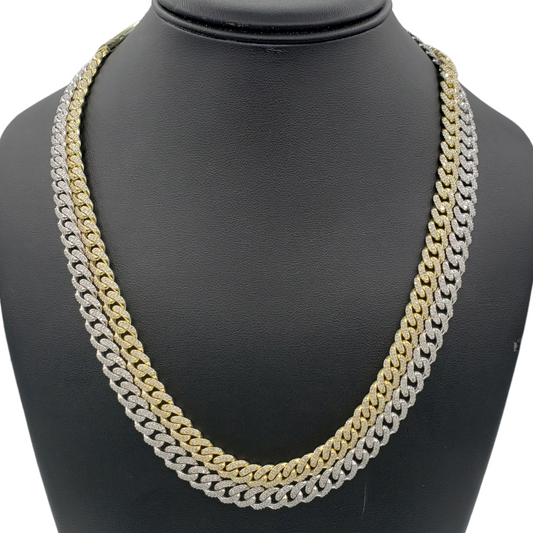 10K Gold- Iced Out Diamond Miami Cuban Chains (8mm)