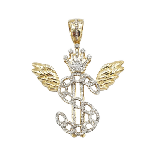 10k Gold Diamond Cash Sign Pendant #19726