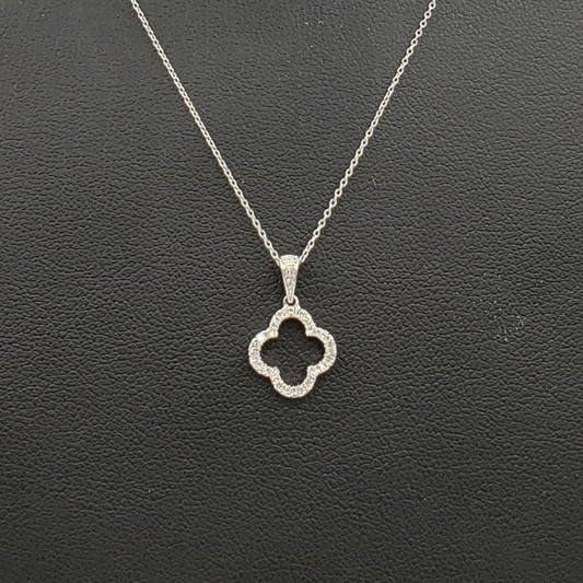 14k Diamond Clover With 0.16 Carats Of Diamonds and Rollo chain #26693