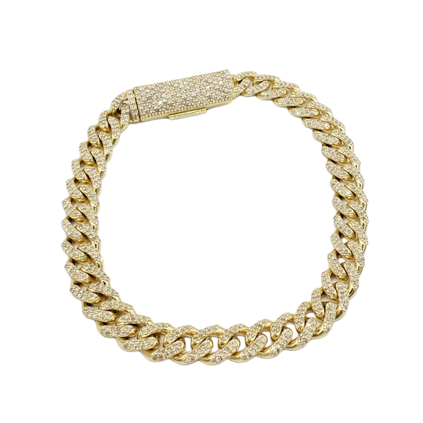 10K Gold- Iced Out Diamond Miami Cuban Bracelets (8mm)