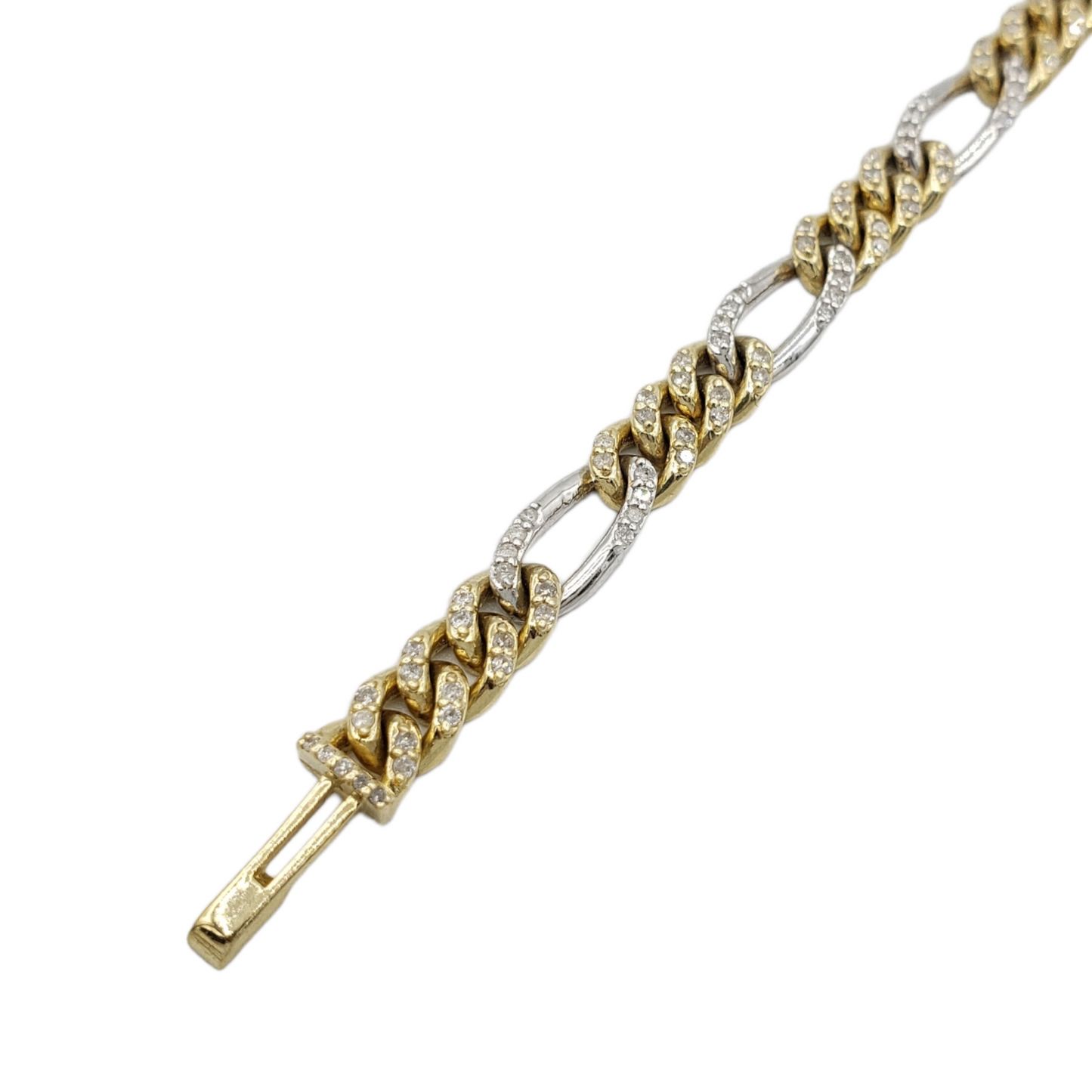 10K Gold- Iced Out Diamond Figaro Bracelets