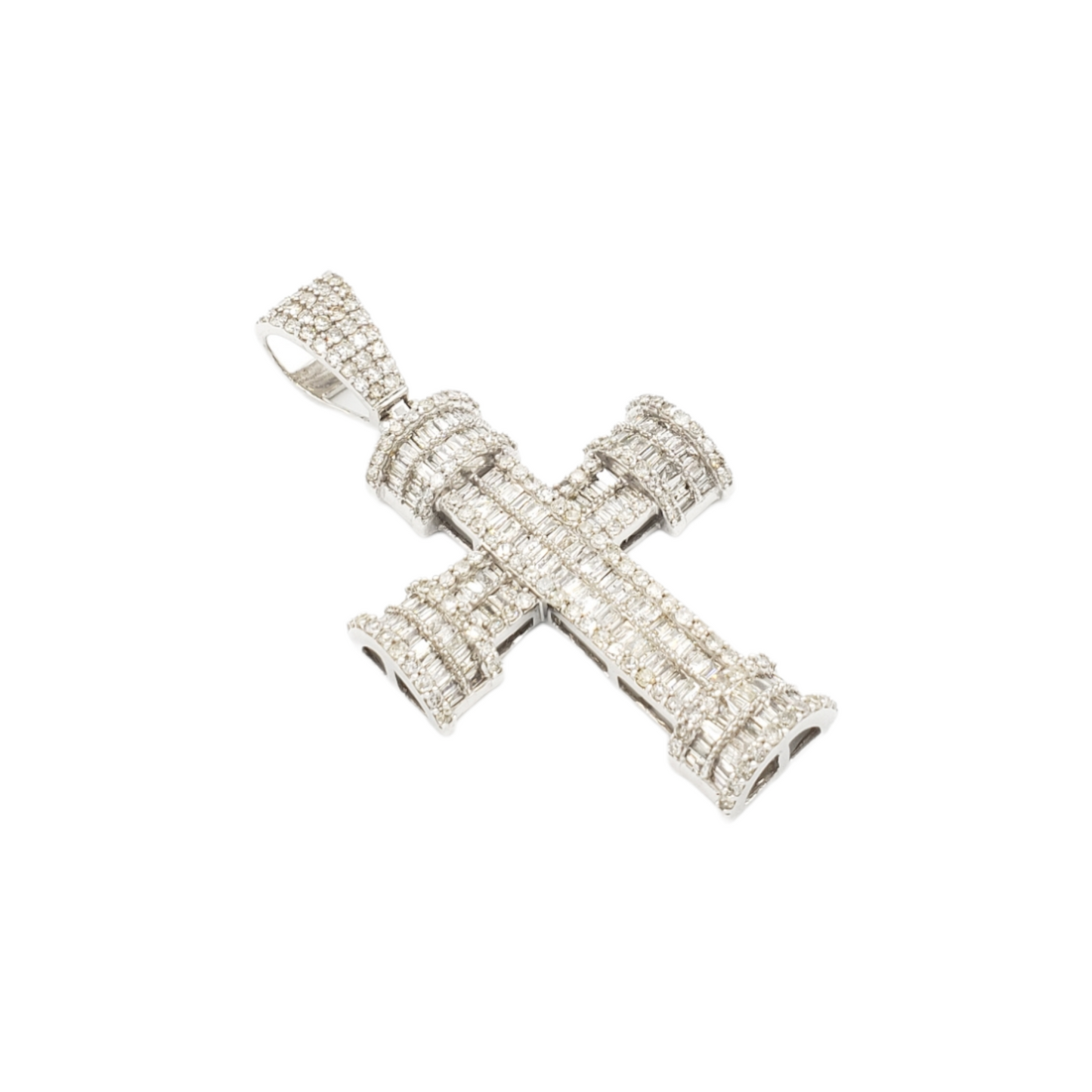 14k Baguette Diamond Cross With 2.69 Carats Of Diamonds #22122