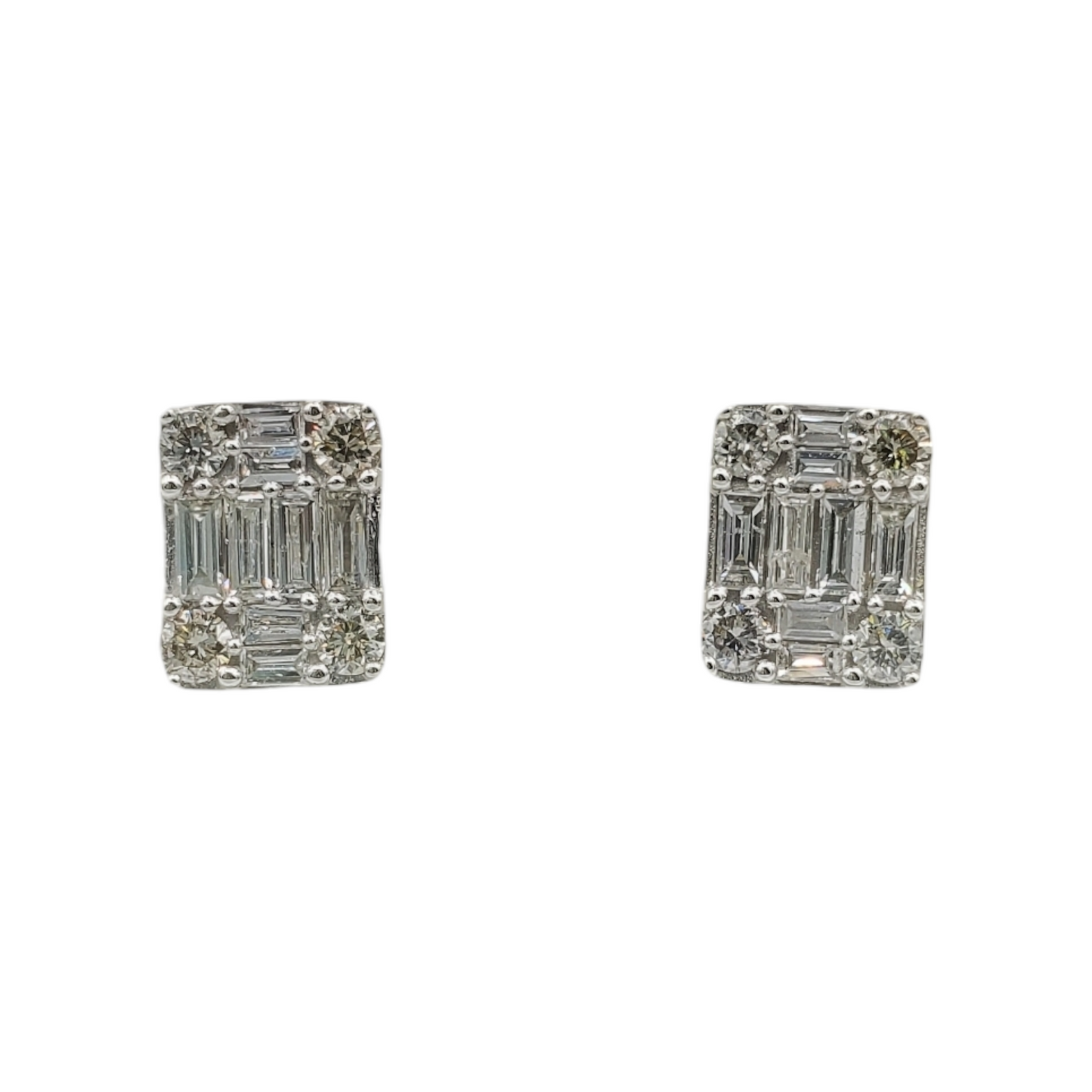 14k White Gold Baguette Diamond Earrings #27029