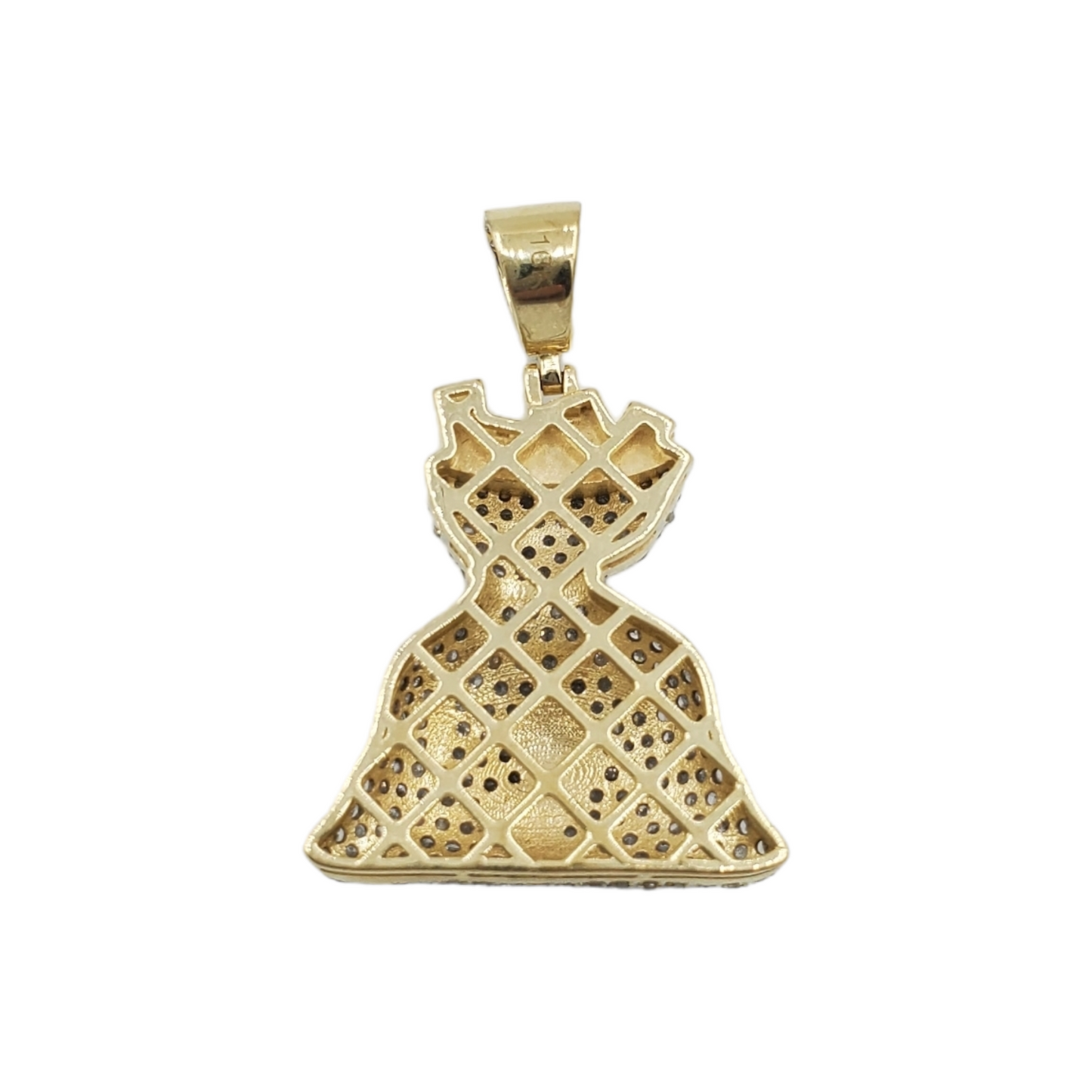 10k Gold Diamond Money Bag Pendant #21499