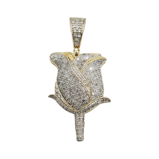 10k Gold Diamond Rose Pedal Pendant #21383