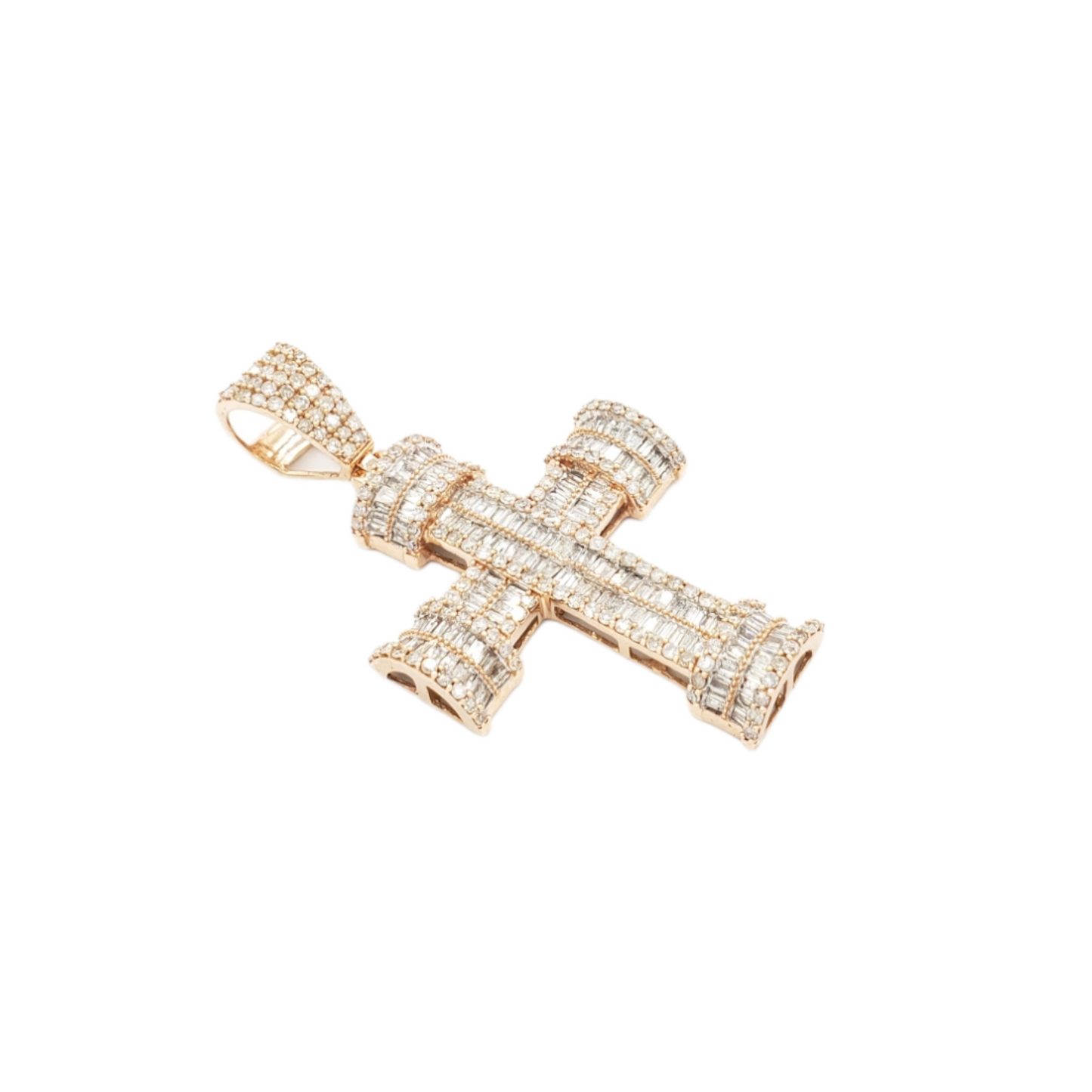 14k Baguette Diamond Cross With 2.69 Carats Of Diamonds #22122