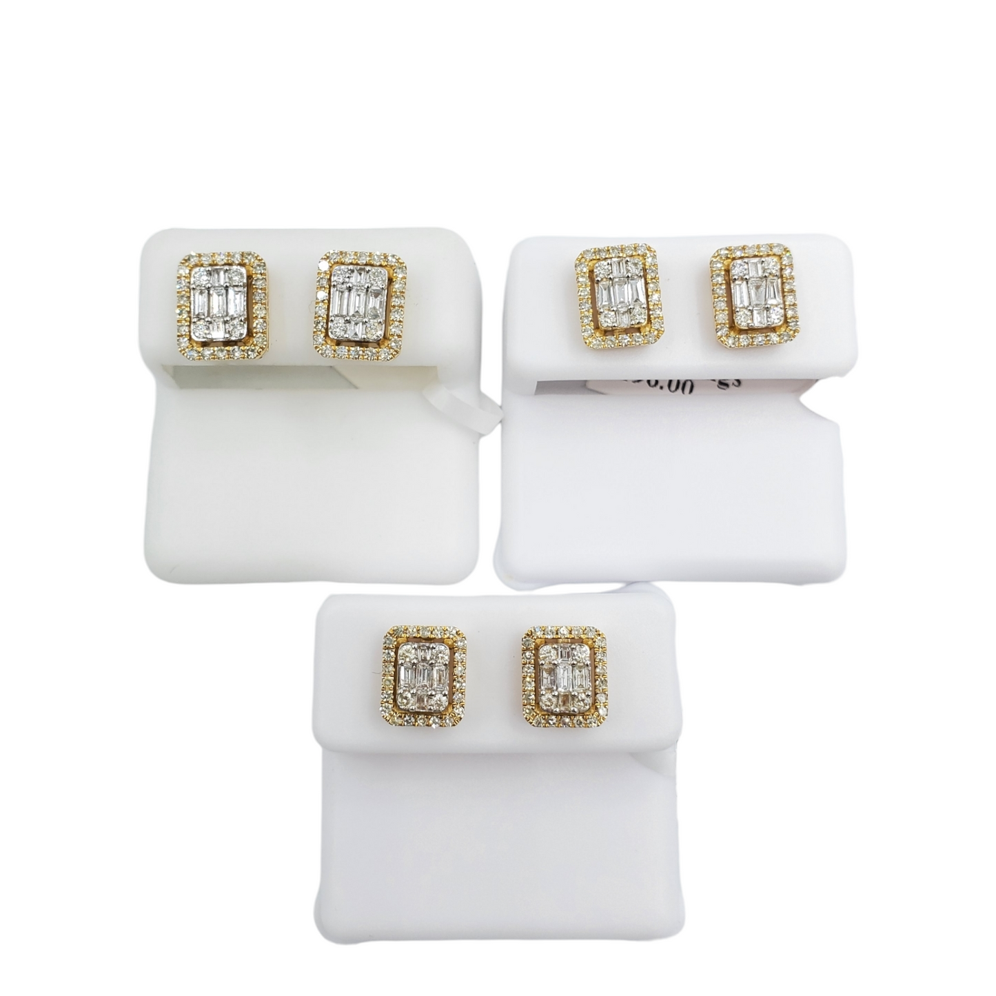 14k Yellow Gold Baguette Diamond Earrings #25560