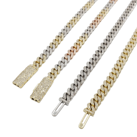 10K Gold- Iced Out Diamond Miami Cuban Bracelets (7mm)